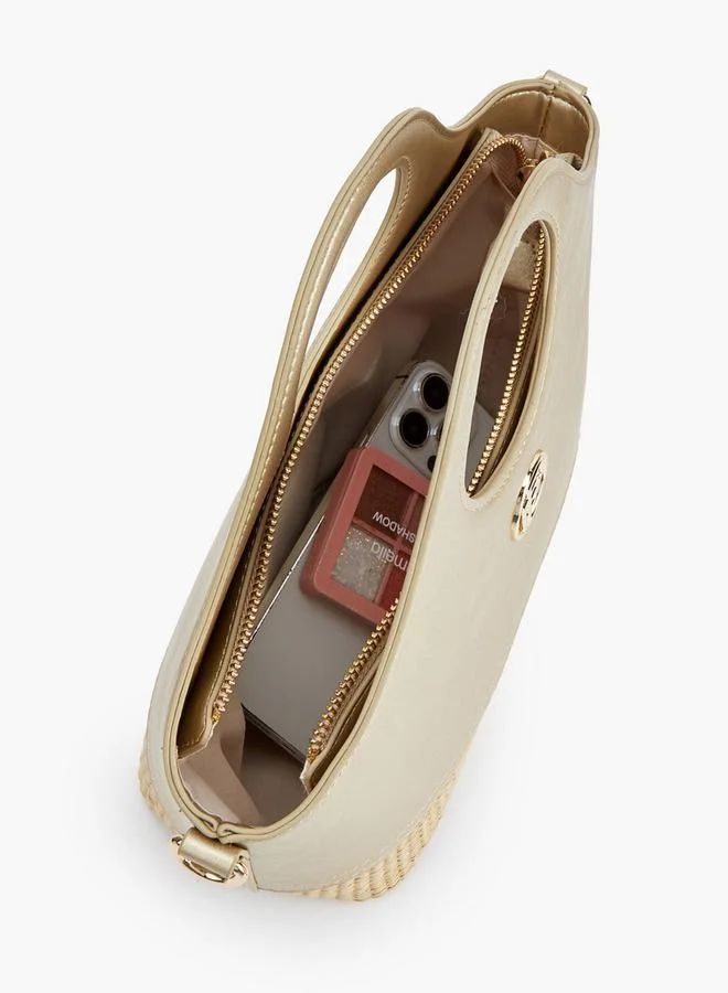 Peppermint GOLD Textured Tote Bag With Zip Closure for Women | Best Price UAE